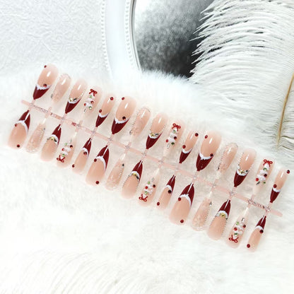 Artificial nails with festive designs and glitter accents Acalora