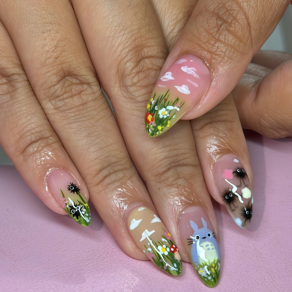Fantasy animal and flower motifs artificial nails Acalora