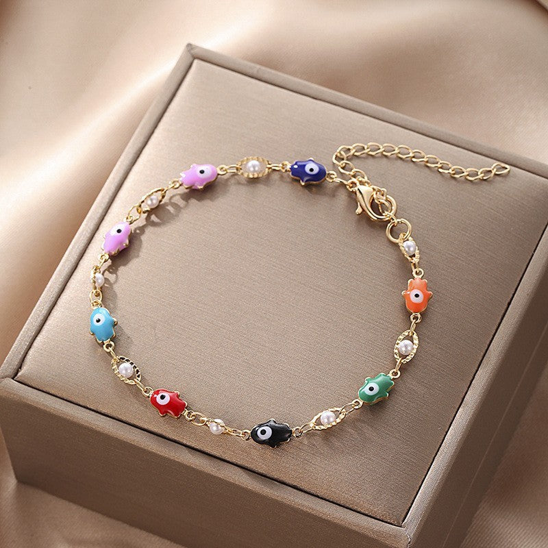Butterfly and Daisy Charm Anklet Acalora