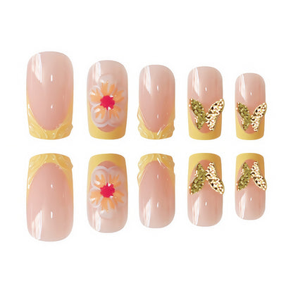 Artistic Floral Press-On Nail Design Acalora