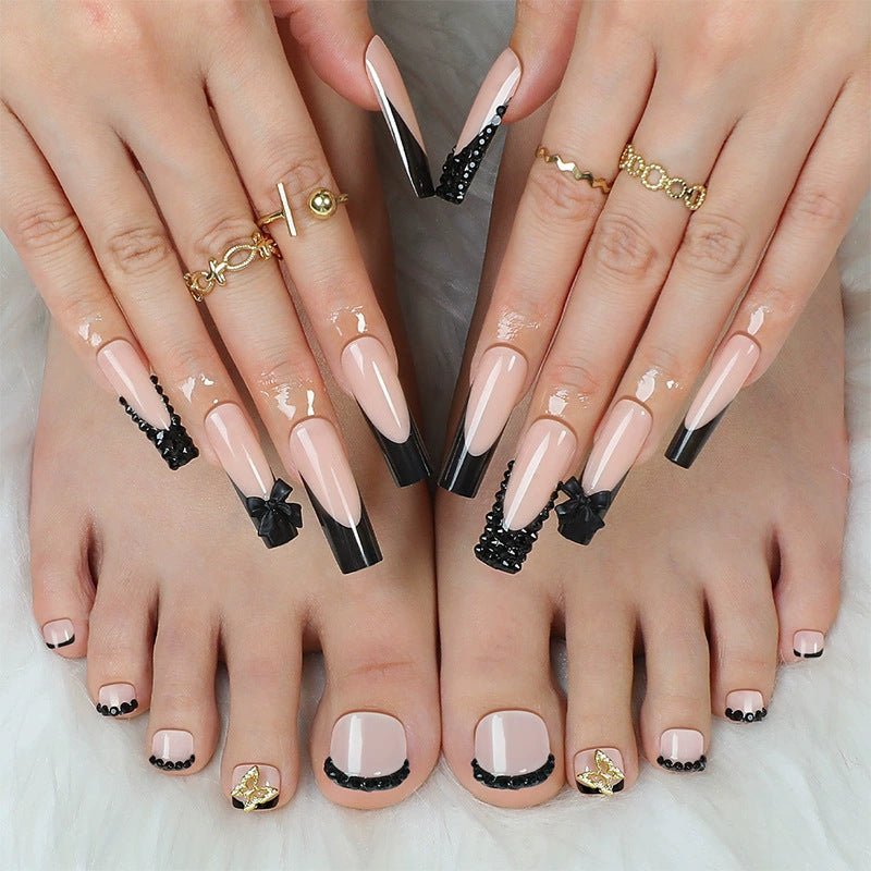 Stylish Press-On Nail Set with Elegant French Tip Design Acalora