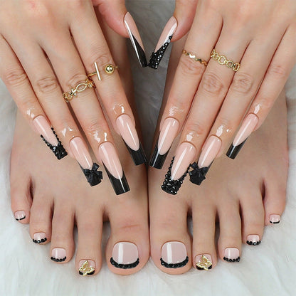Stylish Press-On Nail Set with Elegant French Tip Design Acalora