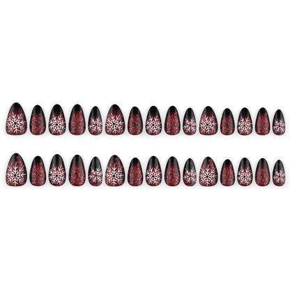 Artificial Winter Nails with Snowflake Pattern Acalora