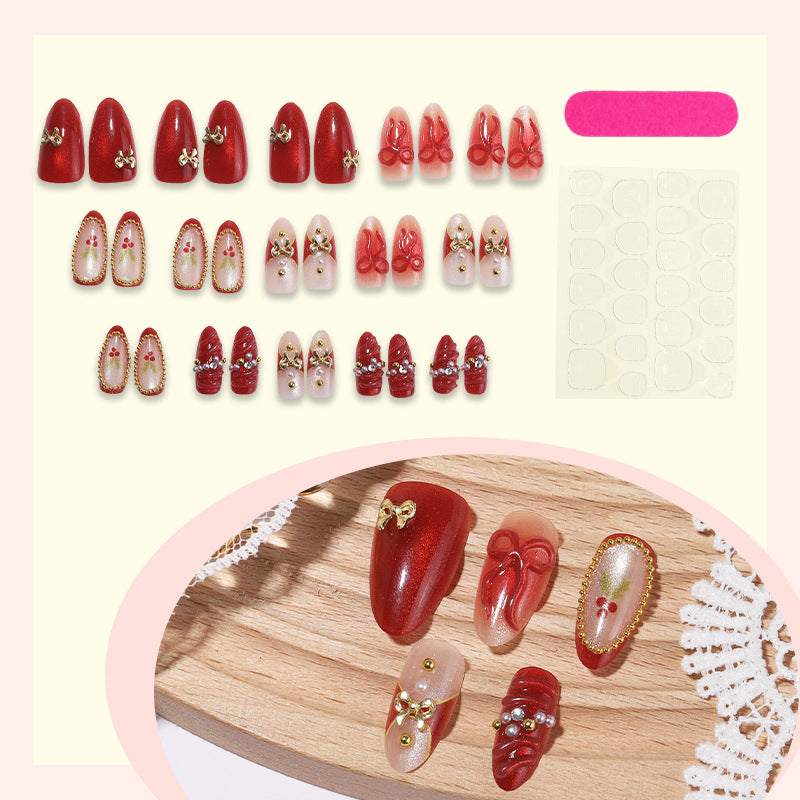 Decorative Press-On Nail Set with Holiday Designs Acalora