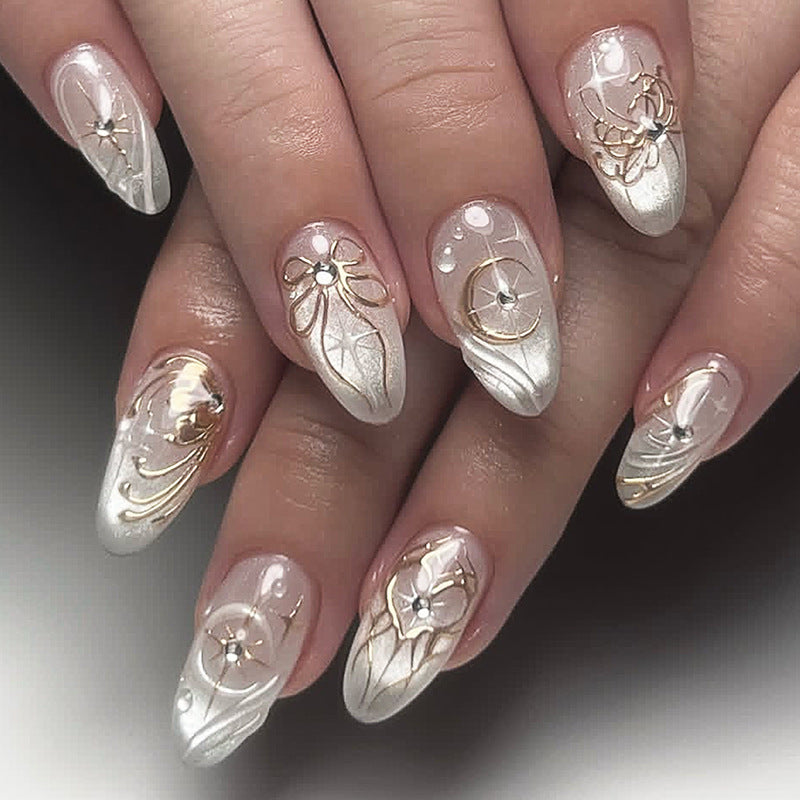 Premium Decorative Press-On Nail Art Set with Glamorous Accents Acalora