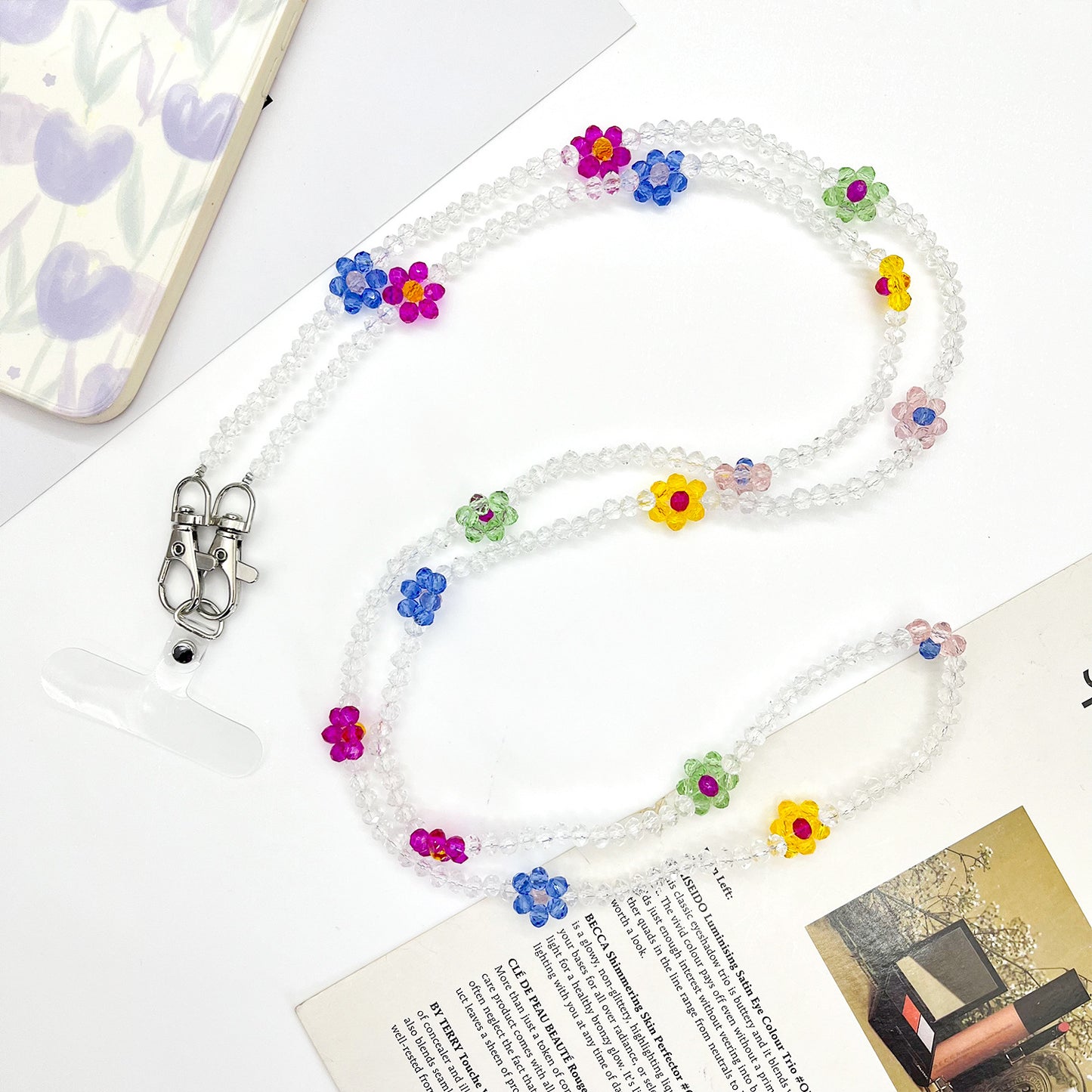Beaded Eyewear Chain with Stylish Checker Design Acalora