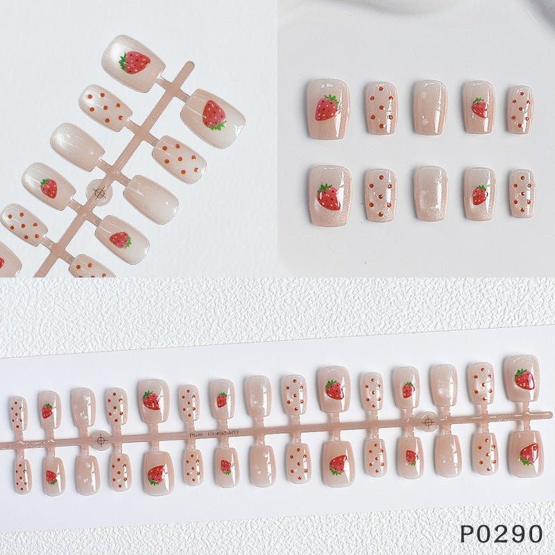 Strawberry Decorated Press-On Nails Acalora