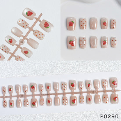 Strawberry Decorated Press-On Nails Acalora