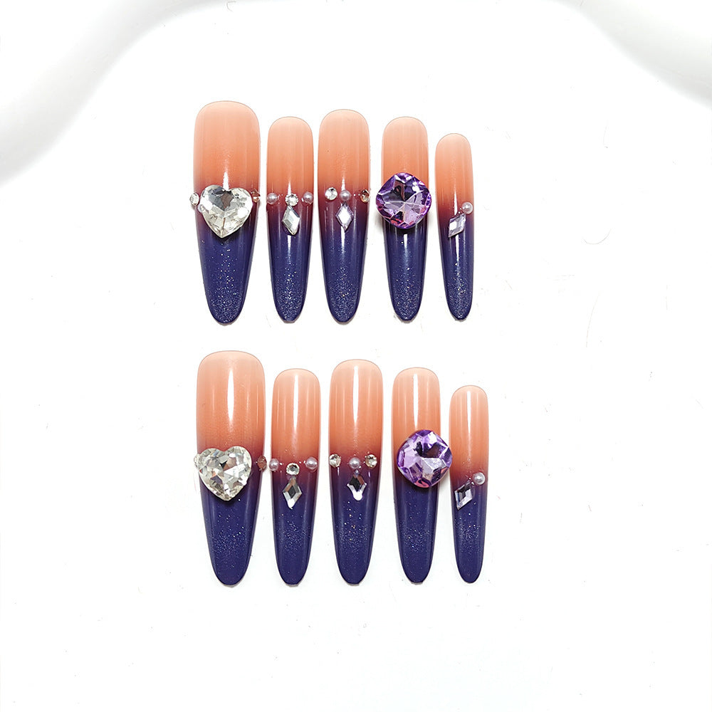 Artificial nails with glitter and elegant 3D applications Acalora