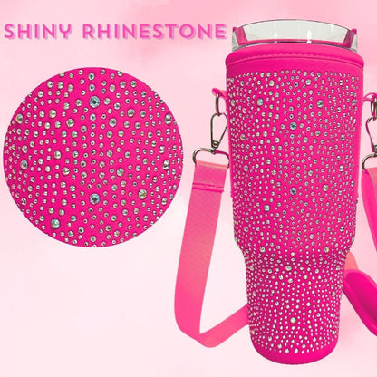Ladies trendy and sparkling drinking bottle with shoulder bag Bowlift