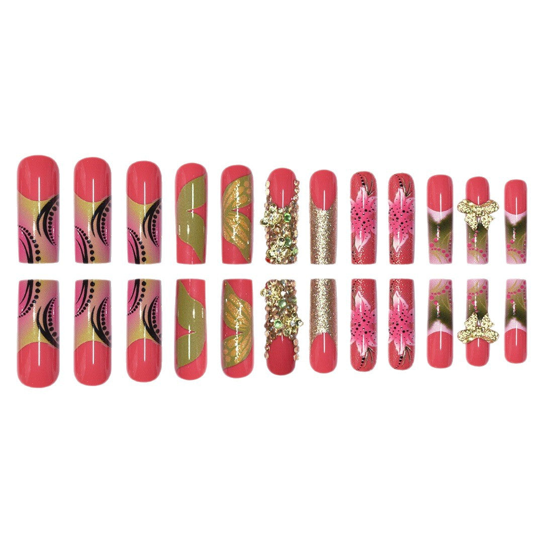 3D Floral Gemstone Press-On Nail Art Acalora