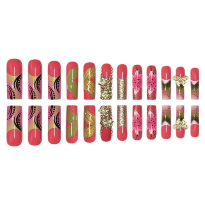 3D Floral Gemstone Press-On Nail Art Acalora