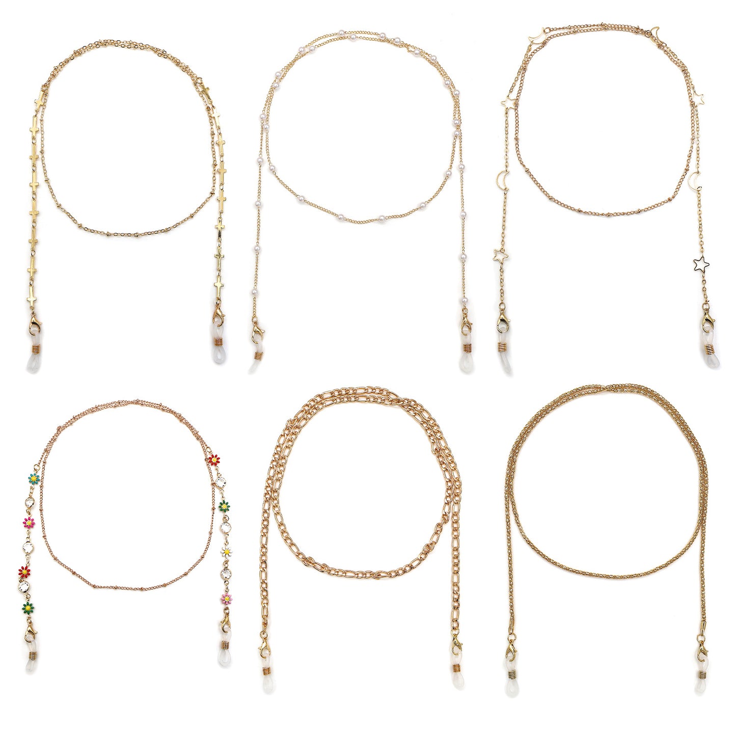 Elegant Cross-Embellished Eyewear Chain Acalora