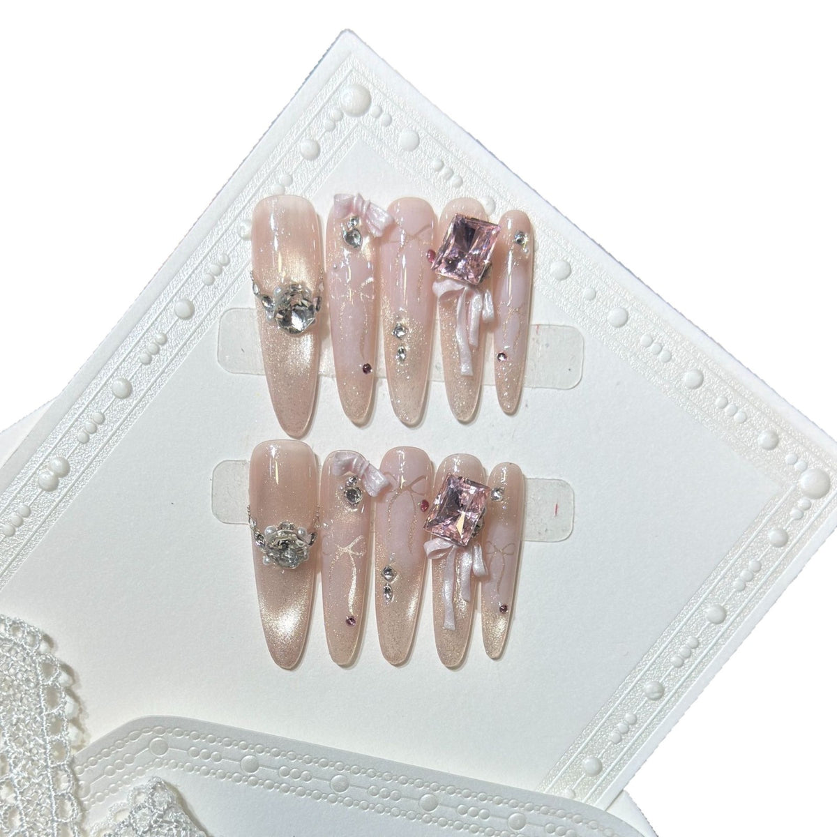 Artistic Stiletto Press-On Nail Set with Charming Patterns Acalora