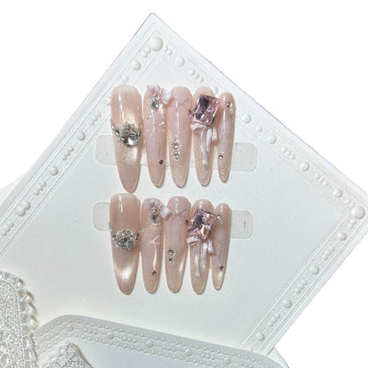 Artistic Stiletto Press-On Nail Set with Charming Patterns Acalora