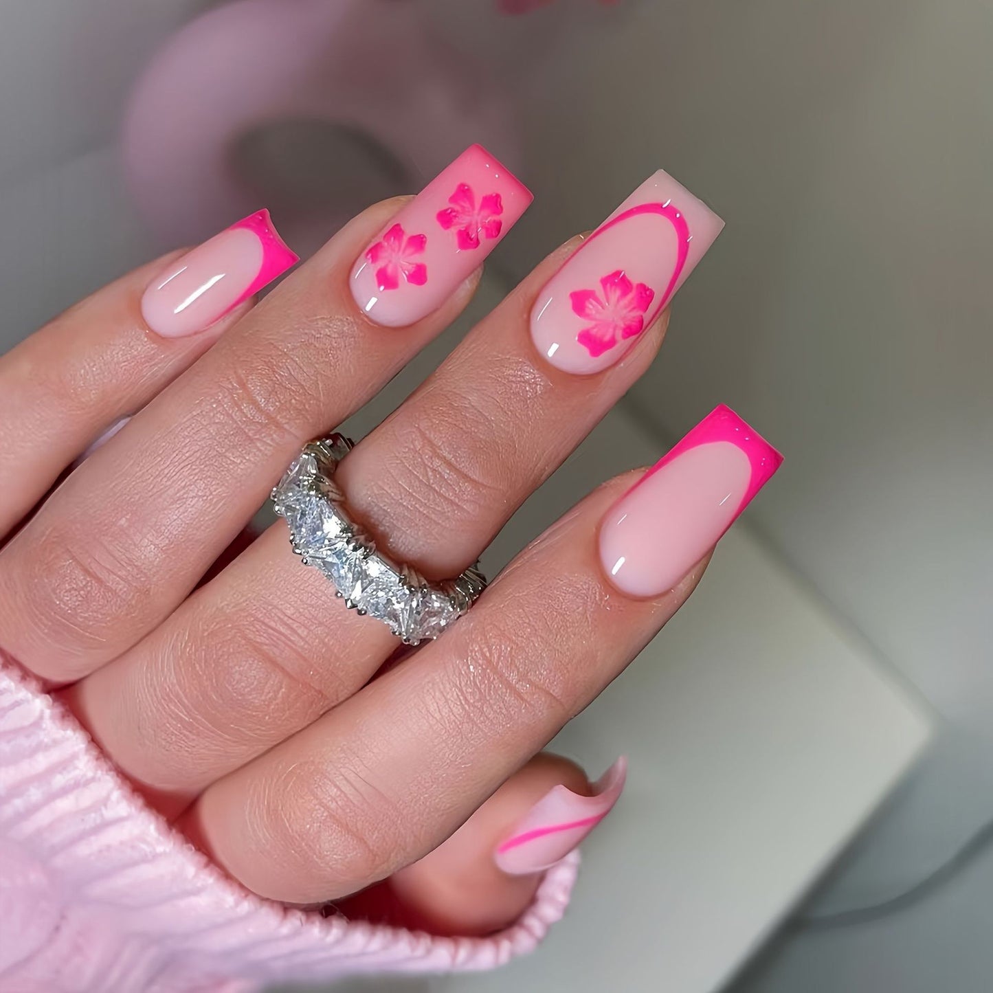 Floral Design Press-On Nail Art Acalora