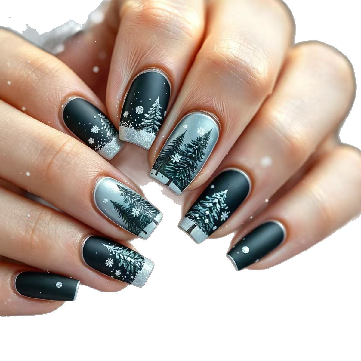Winter Forest-Themed Nail Art Acalora