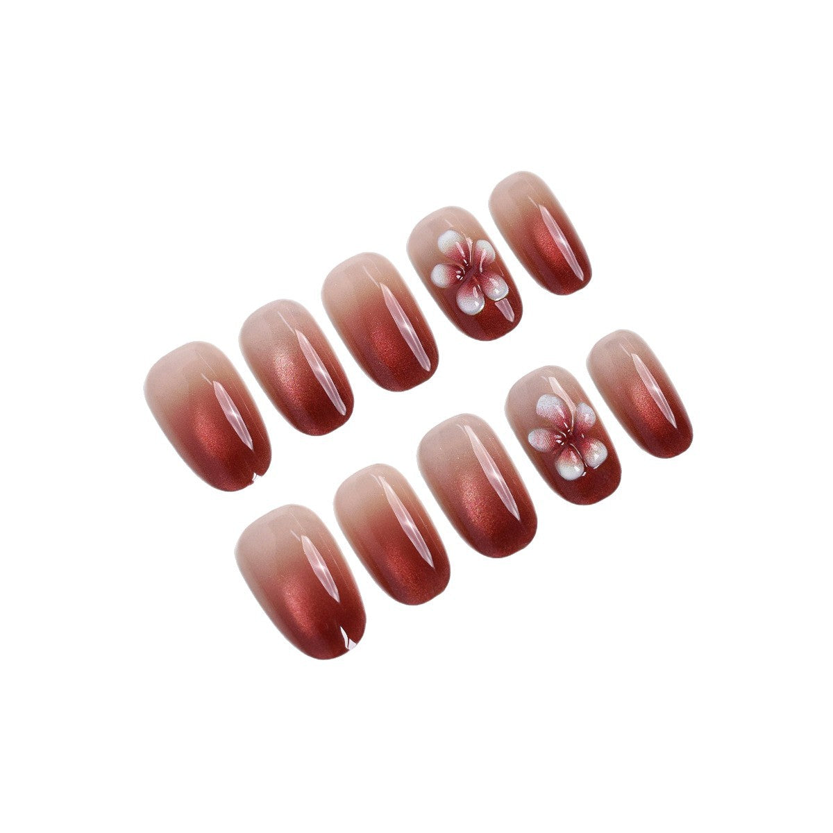 Elegant Floral Press-On Nail Set Acalora