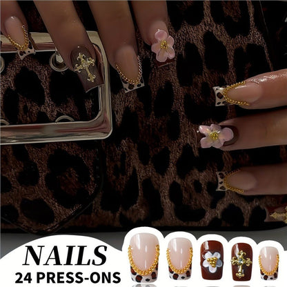 Decorative Floral Press-On Nail Set Acalora
