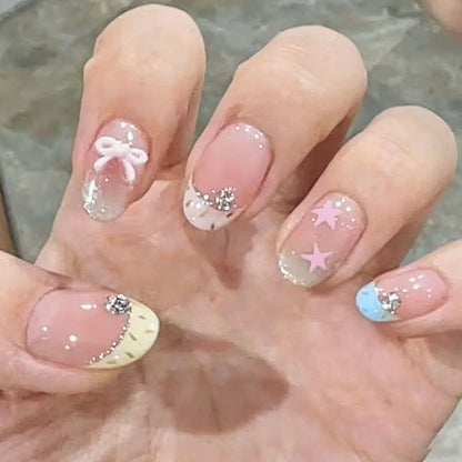 Artificial nail set with sparkling glitter accents Acalora