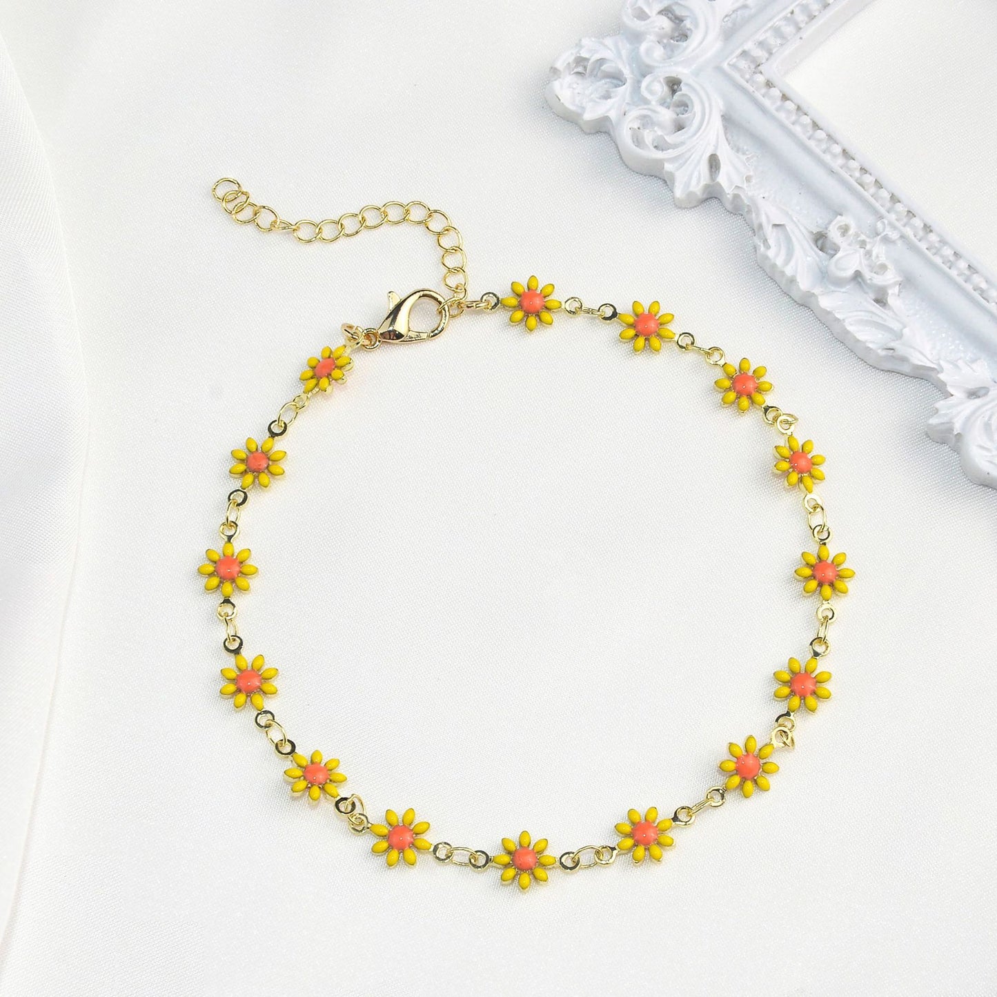 Colorful Floral Chain Bracelet Acalora