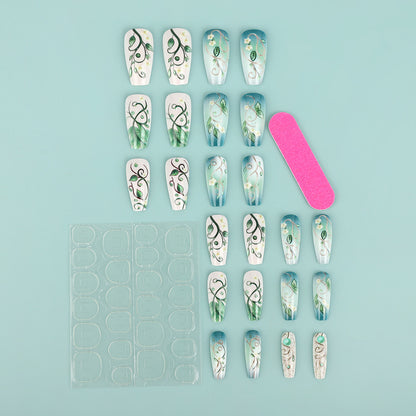 Artificial Nails Set with Floral Designs Acalora