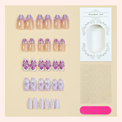 Elegant Floral Design Press-On Nails Set Acalora