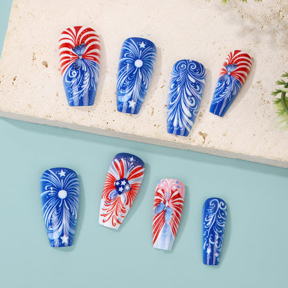 Creative acrylic nails with patriotic patterns Acalora