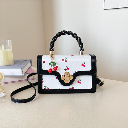 Playful Cherry Print Mini Satchel Handbag Acalora