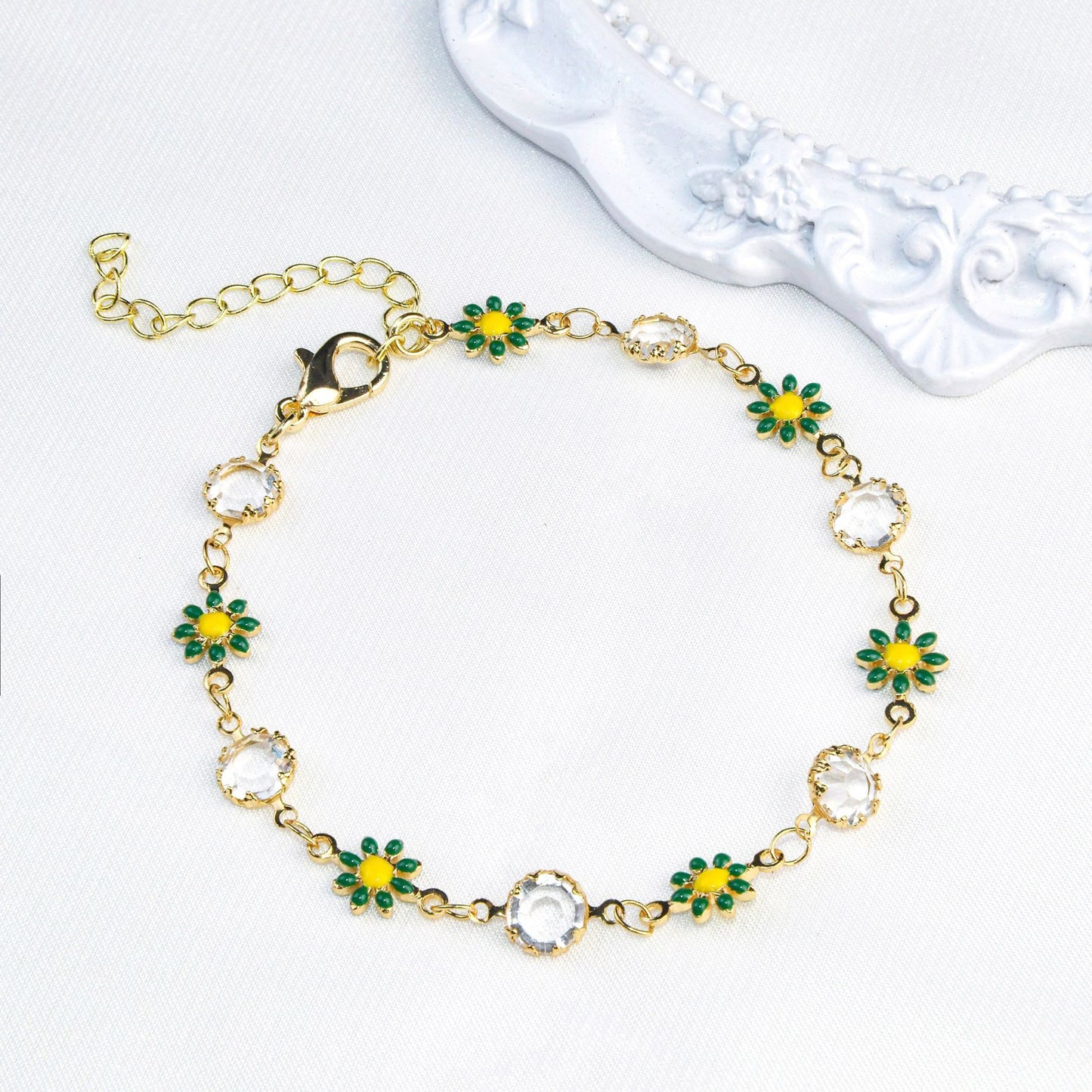 Floral Crystal Charm Bracelet Acalora