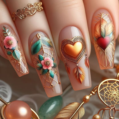 Creative artificial nails with floral and romantic design Acalora