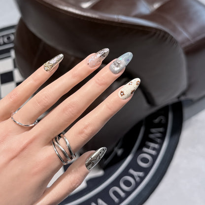 Artistic Stiletto Press-On Nail Set with Unique Aesthetic Designs Acalora
