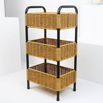 Multi-Tier Woven Storage Organizer with Metal Frame Acalora