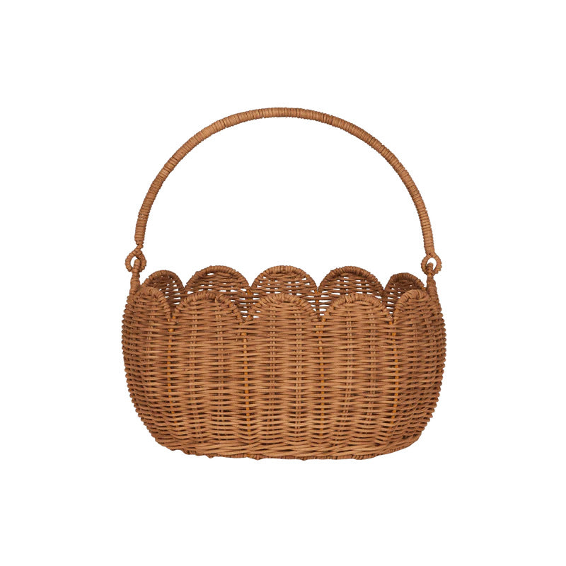 Scalloped Edge Woven Storage Basket Acalora