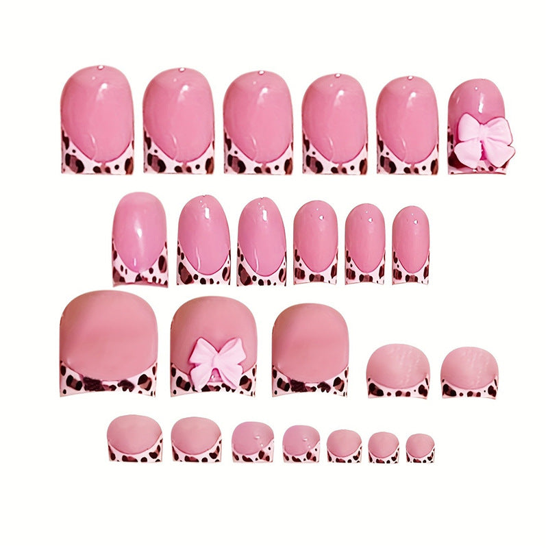 Artistic Press-On Nail Set with Bow Accents Acalora