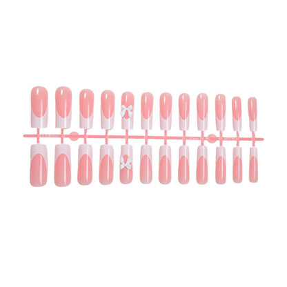 Elegant Press-On Nail Set with Decorative Bows Acalora