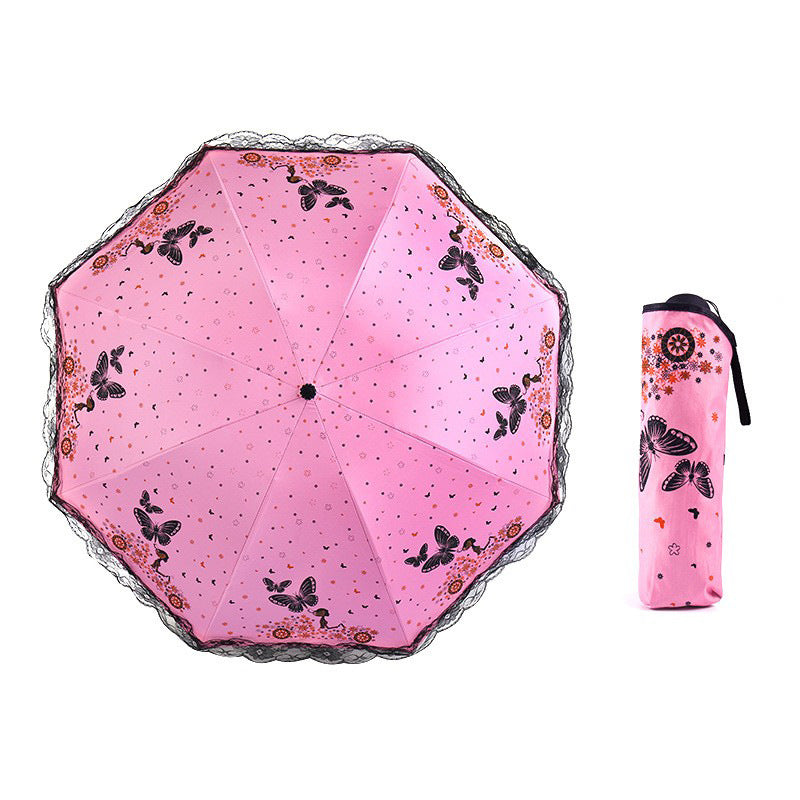 Women's sun umbrella with romantic butterfly design Bowlift