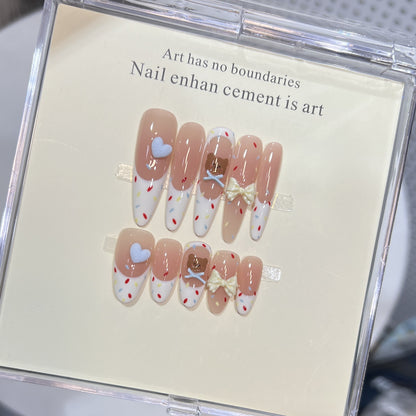 Decorative Stiletto Press-On Nail Art Set with Cute Character Accents Acalora
