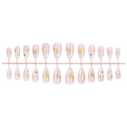 Artistic Press-On Nail Art Kit with Star Accents Acalora