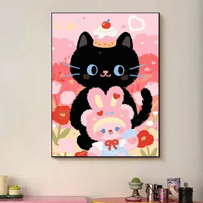 Playful Cat-Themed Illustration Wall Art