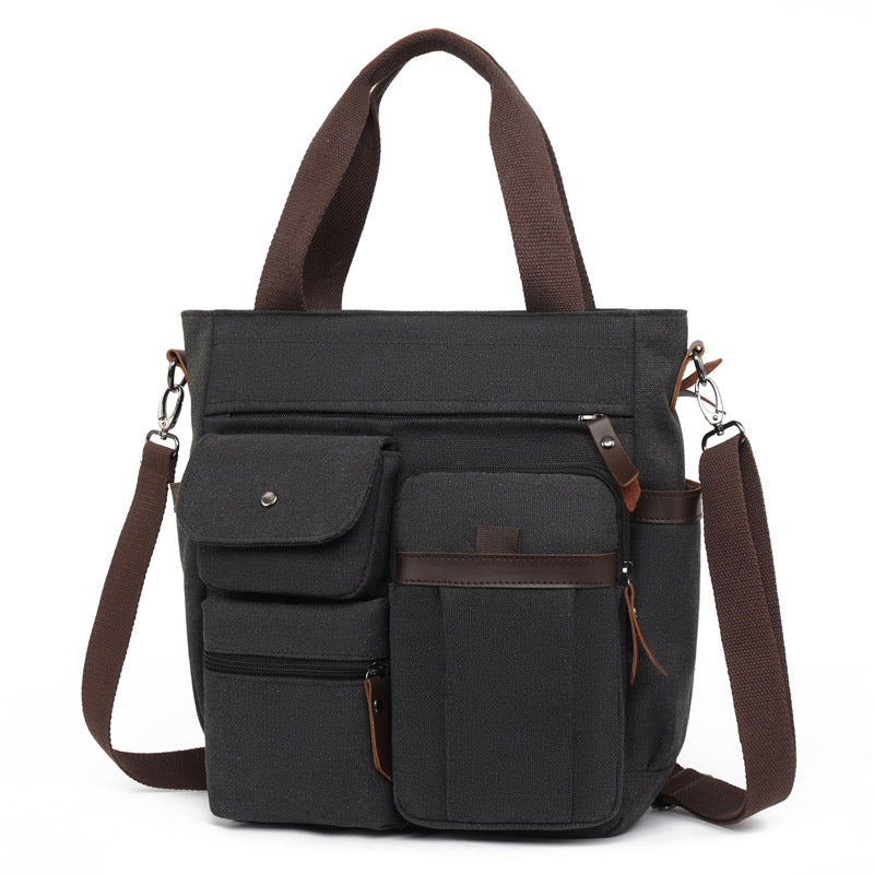 Multi-Pocket Canvas Tote Bag Acalora