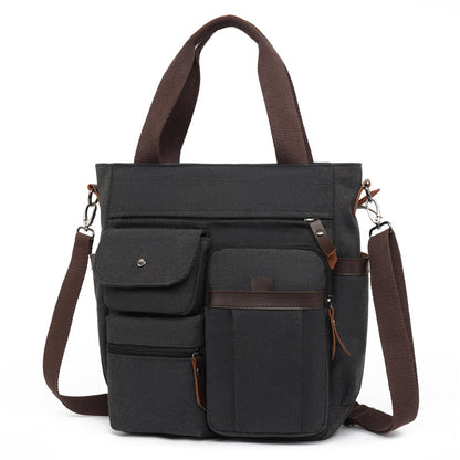 Multi-Pocket Canvas Tote Bag Acalora