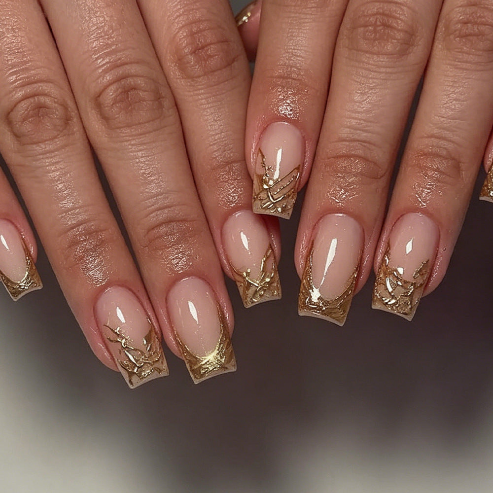 Elegant Gold Foil Acrylic Nail Art Set Acalora