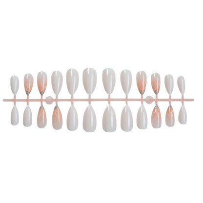 Luxurious Faux Finish Press-On Nail Set with Elegant Floral Design Acalora