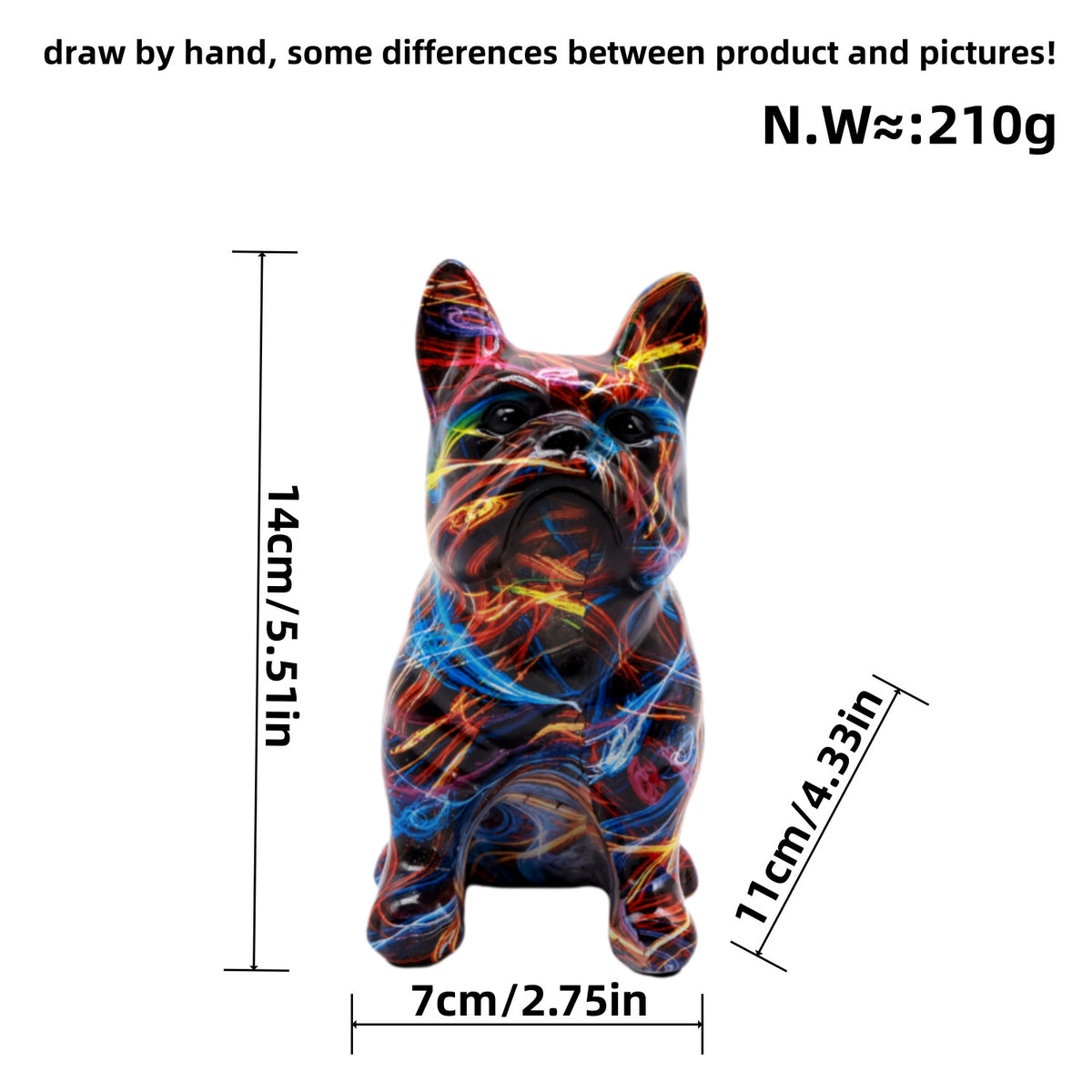 Creative bulldog figurine made of hand-painted resin Acalora