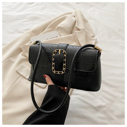Crocodile Patterned Chain Strap Handbag Acalora