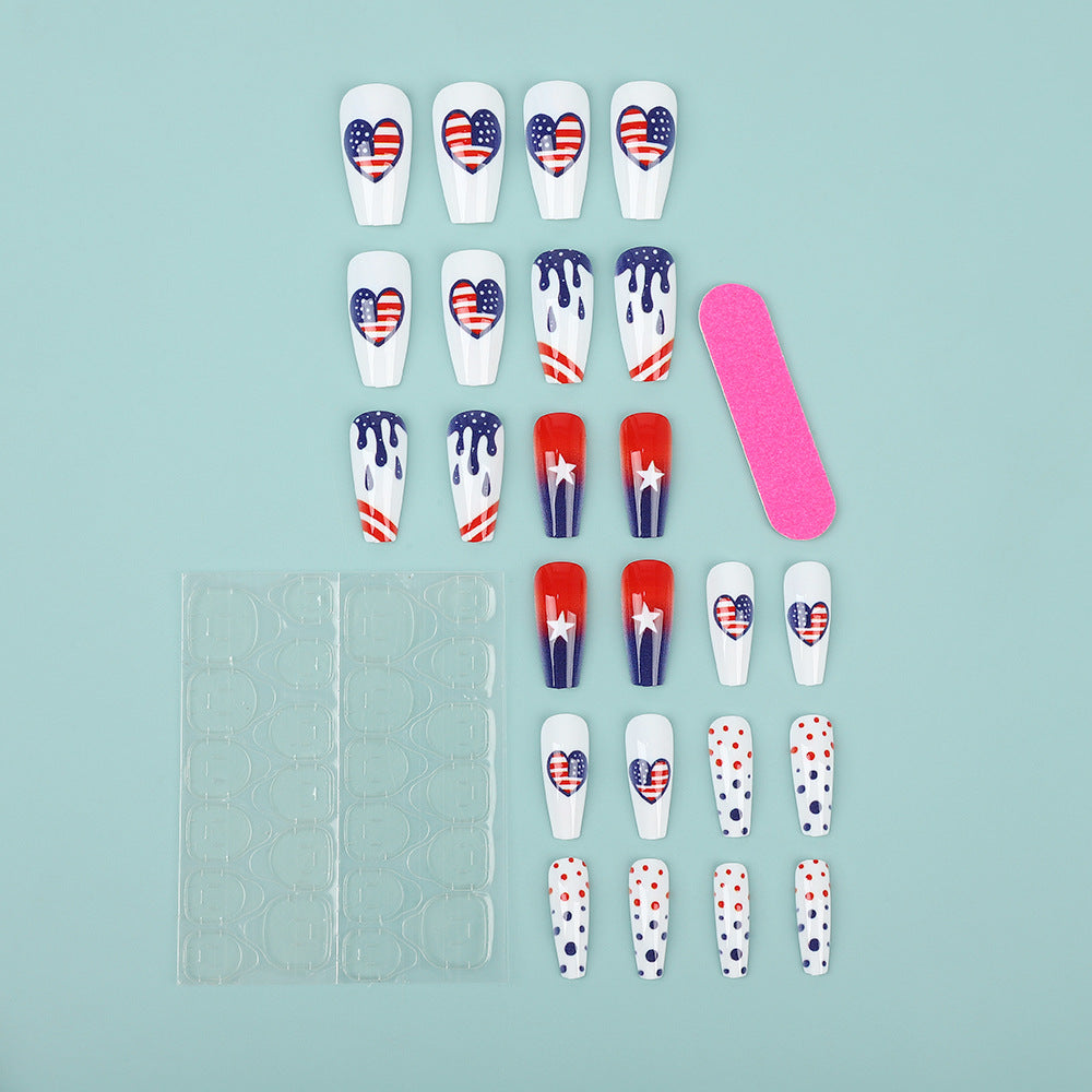 Artificial nails in patriotic heart design Acalora