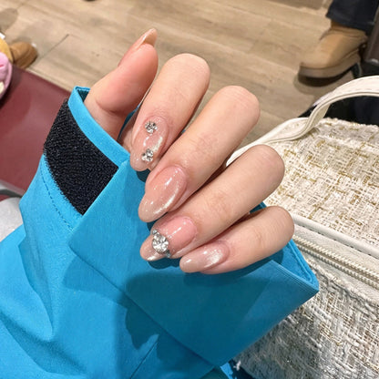 Artificial nail set with elegant rhinestone embellishments Acalora