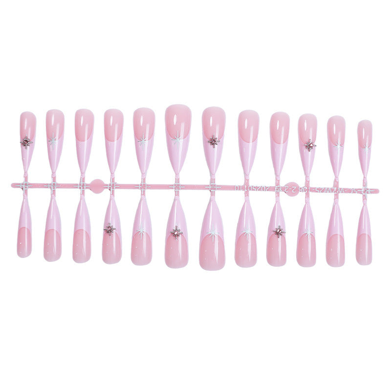 Elegant Press-On Nail Design Set with Decorative Floral Accents Acalora