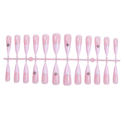 Elegant Press-On Nail Design Set with Decorative Floral Accents Acalora
